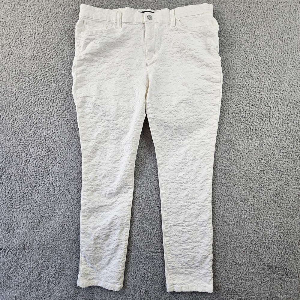 Lauren Ralph Lauren LRL Modern Skinny White Jacquard Pants Women's 14 Stretch